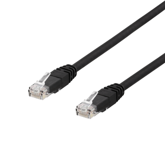 Laitekaapeli, U/UTP Cat6, 1 M, Suojattu UV-säteilyltä, 250 MHz, Delta-sertifioitu, LSZH, Musta