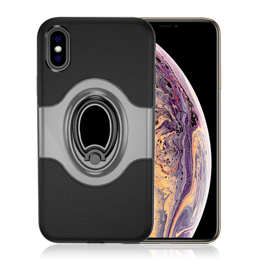 iPhone 9 Plus Hybriidi Muovi Yhdistelmä Takasuoja Kuori Sormirenkaalla - Harmaa