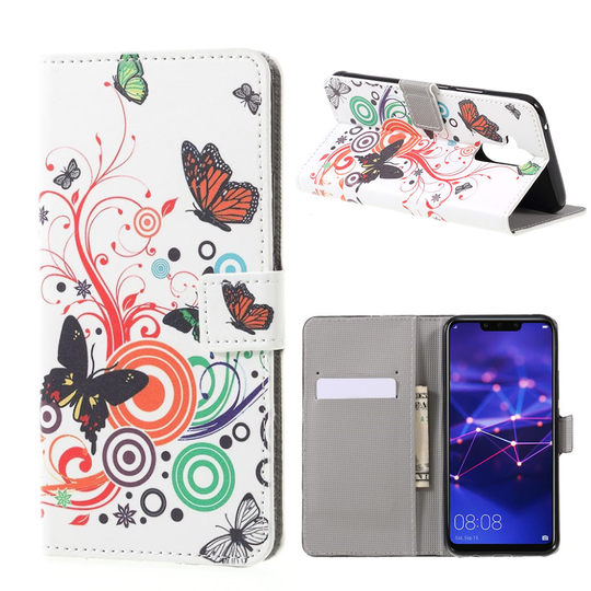 Huawei Mate 20 Lite kuviollinen synteetti nahkainen lompakko suojakotelo - Perhoset Ja Kuviot