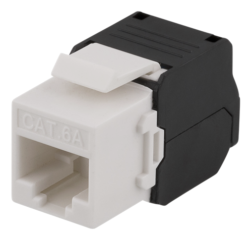 Keystone-liitinmoduuli, Cat6a, Ilman Työkaluja Tapahtuva Asennus, Muovia, Valkoinen