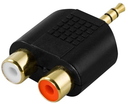 Sovitin, 2 X RCA Naaras - 3,5 Mm Uros, Kullatut Liittimet