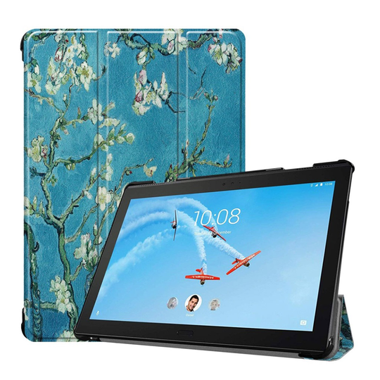 Lenovo Tab P10 kuvioitu nahkainen flip suojakotelo - Aprikoosi Kukka Puu