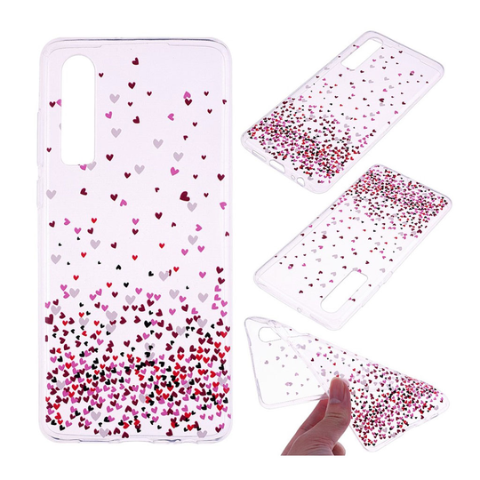 Huawei P30 printtikuosi suojakotelo - Värikäs Love Sydämet