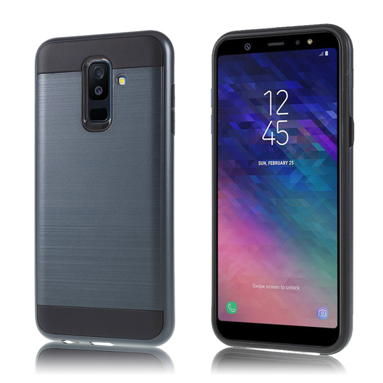 Samsung Galaxy A6 Plus harjattu PC ja TPU kombo Takaosa Suojakuori - Tumman Sininen