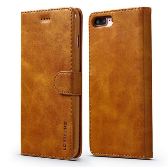 LC.IMEEKE iPhone 7 Plus / 8 Plus uniikki nahkakotelo - Ruskea