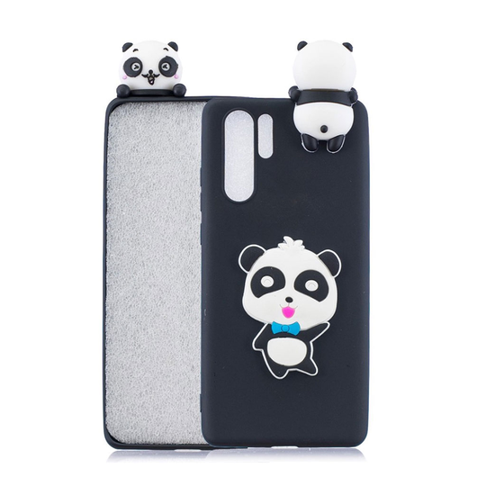 Huawei P30 Pro 3D kuvio pehmeä suojakotelo - Panda ja Sininen Rusetti