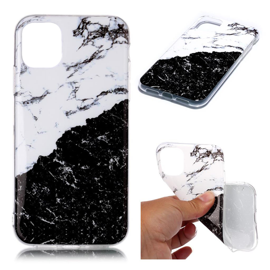 Marble iPhone 11 kuoret - Valkoinen / musta marmori