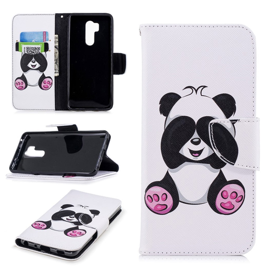 LG G7 ThinQ Kuviollinen Nahka Lompakko Suoja Kuori - Suloinen Panda