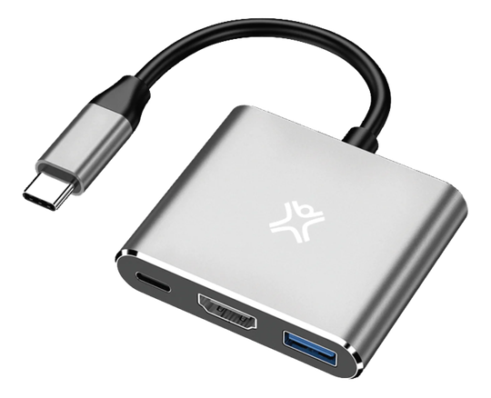 Hub USB-C, 3 PORTS (HDMI, USB-A, USB-C PD)