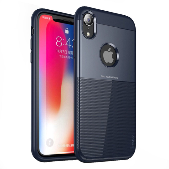 iPhone 9 IPAKY Hybriidi Muovinen Takasuoja Kuori Harjatulla Pinnalla - Sininen