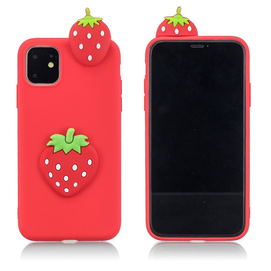 Cute 3D iPhone 11 kuoret - Punainen / Mansikka