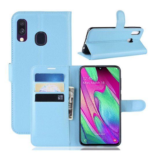 Samsung Galaxy A40 litchi leather case - Blue
