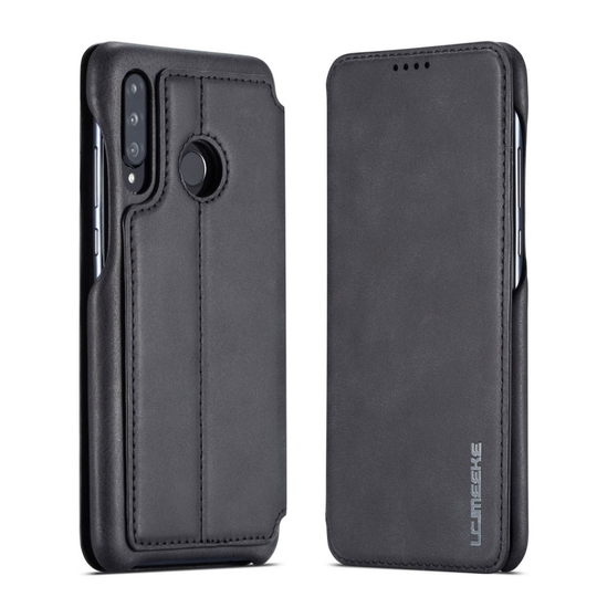 LC.IMEEKE Huawei P30 Lite retro nahkainen suojakotelo - Musta