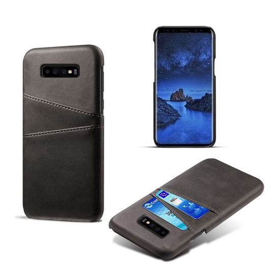 Samsung Galaxy S10 kaksi korttipaikkaa nahkainen suojakotelo - Musta