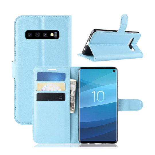 Samsung Galaxy S10 litsi nahkainen flip Suojakotelo - Vaaleansininen
