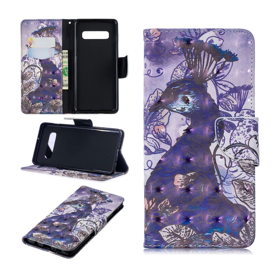 Samsung Galaxy S10 Plus kuosillinen nahkainen flip Suojakotelo - Riikinkukko