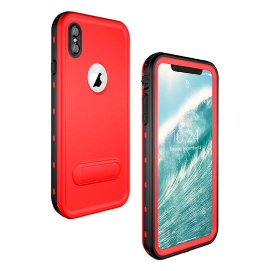 iPhone Xs Max REDPEPPER hybriidi muovinen isku ja naarmu kestävä suojakuori jalkatuella - Punainen