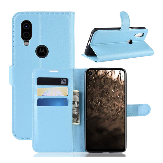 Motorola P40 litsi nahkainen suojakotelo - Sininen
