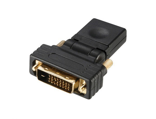 DVI-D To HDMI Angled Adapter, 360° Design, DVI-D Male, HDMI Female, Black