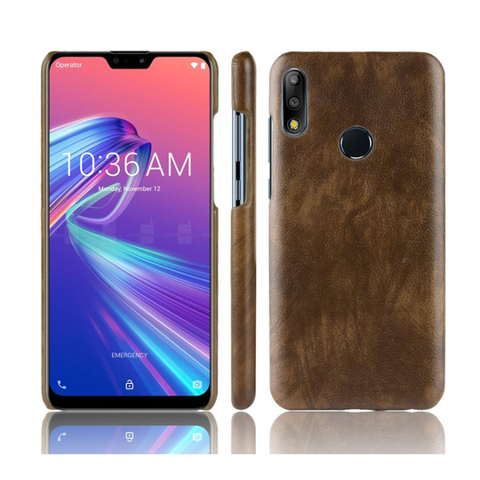 Asus ZenFone Max Pro (M2) litsi pintainen nahkainen suojakotelo - Ruskea