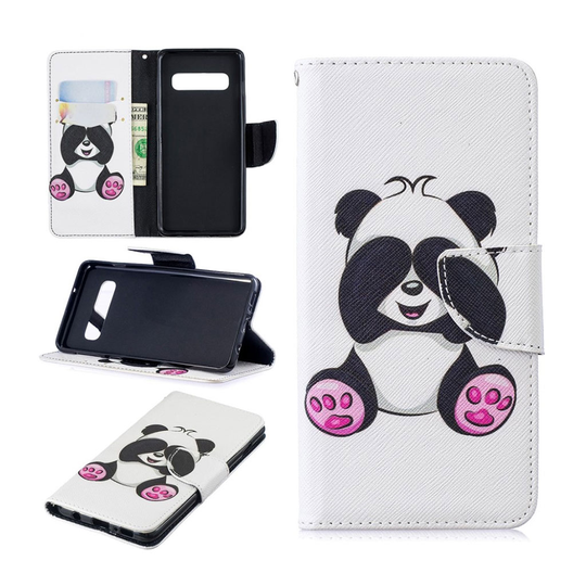 Samsung Galaxy S10 kuosillinen nahkainen flip Suojakotelo - Suloinen Panda