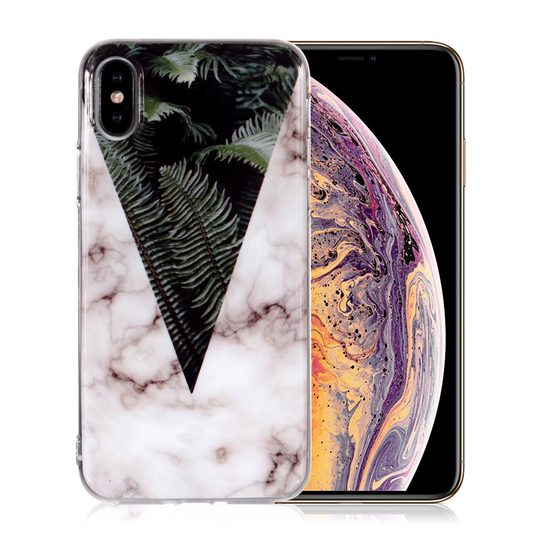 iPhone Xs Max IMD marmori kuviollinen silikooni muovinen pehmeä takasuoja kuori - Tyyli L