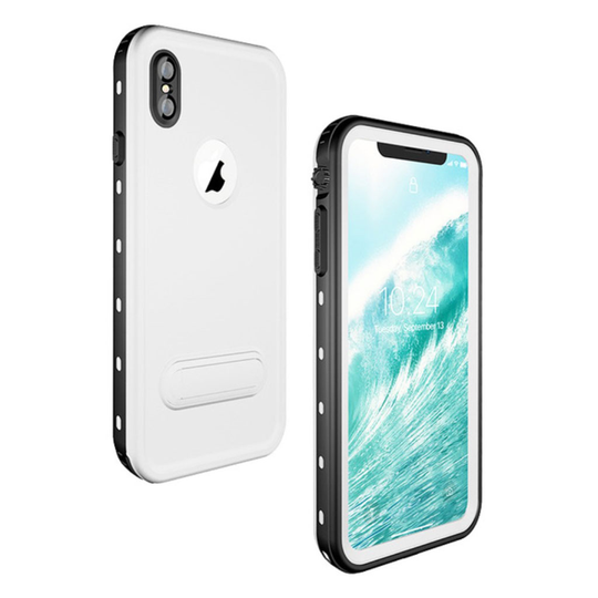 iPhone Xs Max REDPEPPER hybriidi muovinen isku ja naarmu kestävä suojakuori jalkatuella - Valkoinen