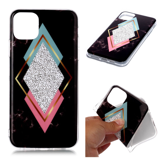 Marble iPhone 11 Pro Max kuoret - Timantti Sininen / Ruusu Marmori
