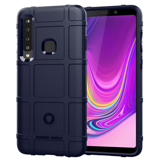 Samsung Galaxy A9 (2018) iskukestävä ruudukko kuvio pintainen silikooni muovinen suojakuori - Sininen