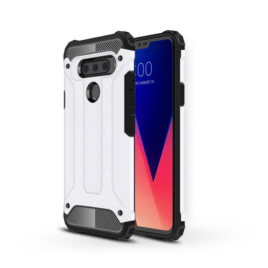 LG V40 ThinQ heavy duty rosoinen hybrid suojakotelo - Valkoinen