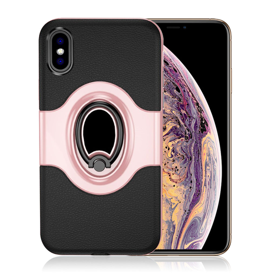 iPhone 9 Plus Hybriidi Muovi Yhdistelmä Takasuoja Kuori Sormirenkaalla - Ruusu Kulta