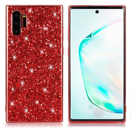 Glitter Samsung Galaxy Note 10 Pro kuoret - Punainen