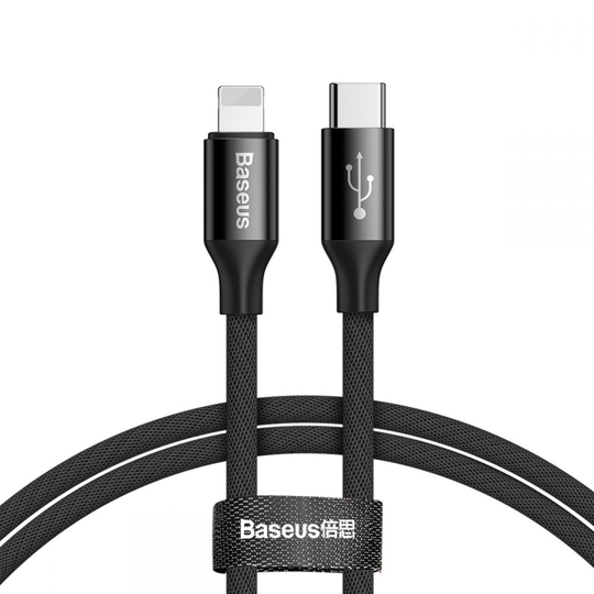 Baseus Yiven Type-C - Lightning -kaapeli 2m 2A musta