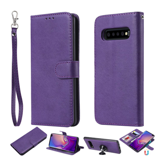 Samsung Galaxy S10 Plus irroitettava nahkainen suojakotelo - Violetti