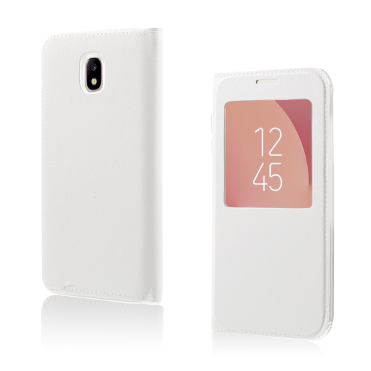 Samsung Galaxy J7 (2017) nahkakotelo ikkunalla - Valkoinen