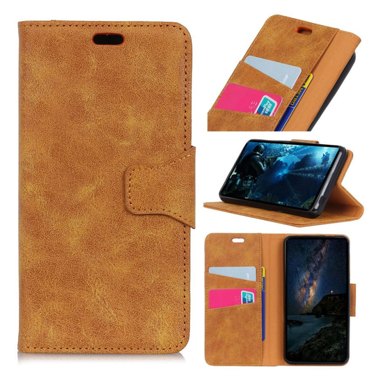 Huawei P Smart Plus Vintage haljais nahkainen lompakko suojakotelo magneetti lukolla - Ruskea