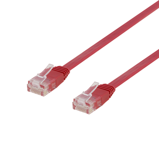 Laitekaapeli, U/UTP Cat6, Litteä, 5 M, 250 MHz, Punainen