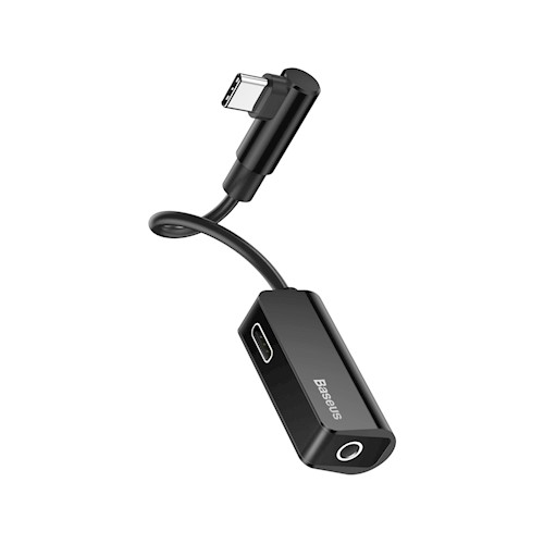 Baseus USB L45 Audio Adapteri / Sovitin USB-C - 3 5 mm musta