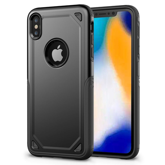 iPhone 9 Hybriidi Kova Ja Pehmeä Muovinen Takasuoja Kuori - Musta