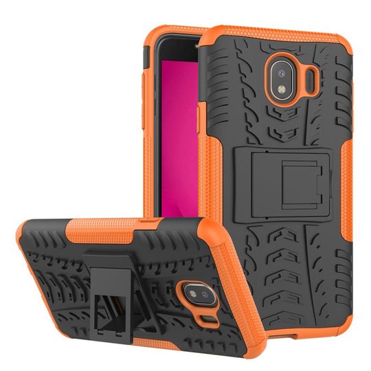 Samsung Galaxy J4 (2018) hieno rengaskuvioitu hybridi suojakotelo - Oranssi