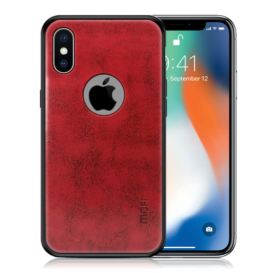 iPhone X MOFI Syteetti Nahkainen Muovi Hybriidi Takasuoja Kuori - Punainen