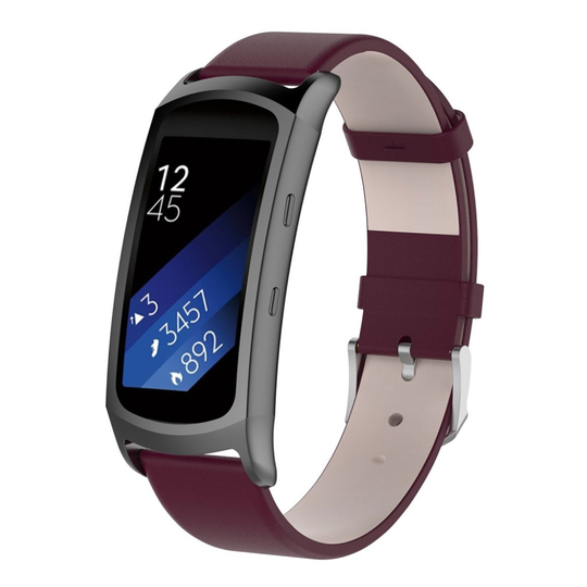 Samsung Gear Fit2 Pro aitoa nahkaa kellon ranneke - Viininpunainen