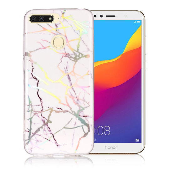 Huawei Honor 7A IMD Pinta Kuviollinen Geeli Muovinen Takasuoja Kuori - Valkoinen
