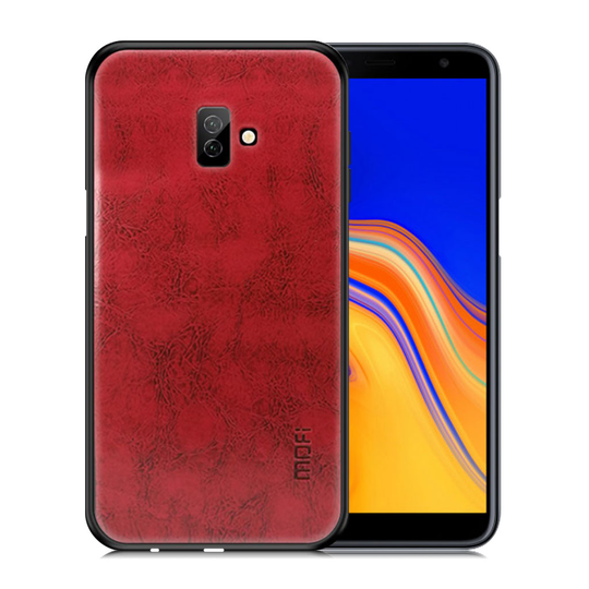 Samsung Galaxy J6 Plus (2018) MOFI hybriidi muovinen takasuoja kuori pinnoitettu retro synteetti nahalla - Punainen