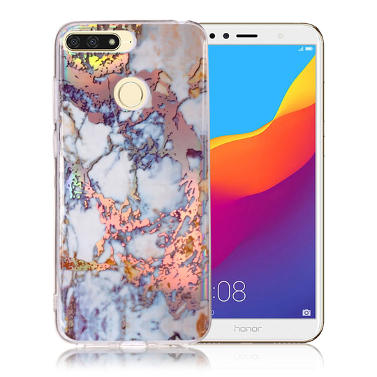 Huawei Honor 7A IMD Pinta Kuviollinen Geeli Muovinen Takasuoja Kuori - Tumman Sininen
