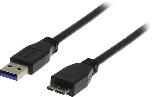 USB 3.0 Kaapeli, A Ur - Micro B Ur, 2m, Musta