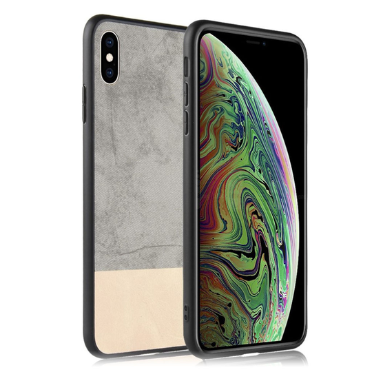 iPhone XS likä hylkivä kaksisävyinen synteetti nahka pintainen muovi suojakuori - Harmaa
