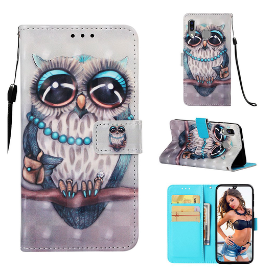 Samsung Galaxy A40 pattern leather case - Adorable Owl