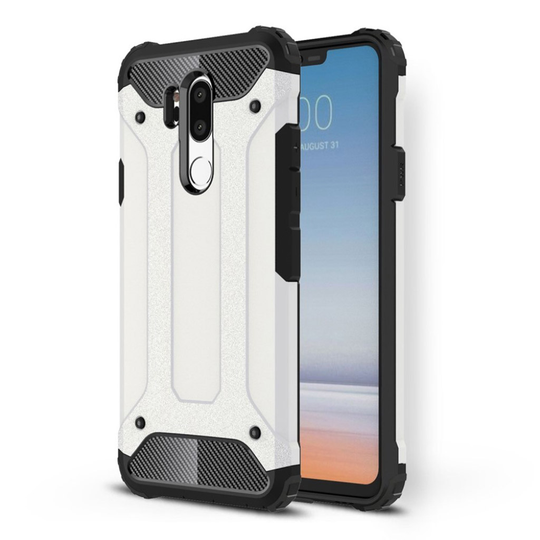 LG G7 ThinQ Heavy Duty Hybriidi TPU ja Muovi Suoja Kuori - Valkoinen