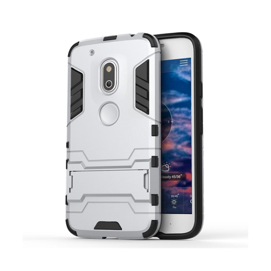 Hårderåde Motorola G4 Play Joustava Hybridi Muovikuori - Hopea